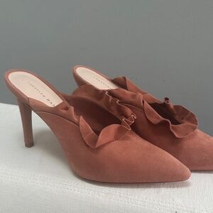 Loeffler Randall Suede Ruffle Mules